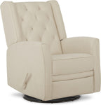 Evolur Linda Upholstered Plush Seating Swivel Glider in Shell, Greenguard Gold Certified, Modern Nursery Glider, Tool-Free Assembly