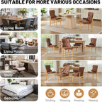 Faux Leather Dining Chairs Set of 2, Upholstered Dining Room Chair with Button Tufted, Solid Wood Legs, Mid Century Modern, Luxury Wingback Side Chair for Living Room, Kitchen, Restaurant, Brown