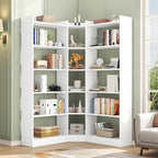 6 Tiers Corner Bookshelf, 63.1" Tall Modern Corner Etagere Bookcase Storage Display Rack Book Shelf with Baffle, Industrial L Shaped Bookshelves for Bedroom, Home Office, Living Room, White