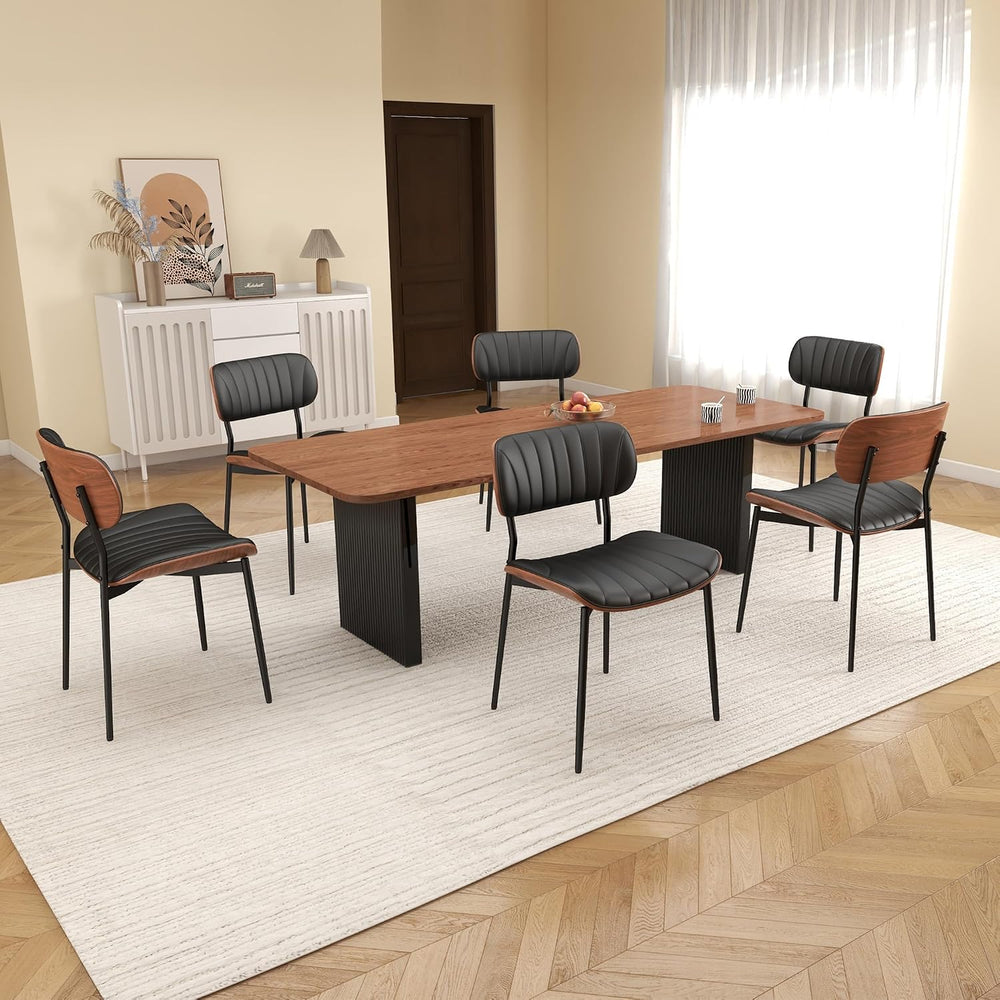 Modern Dining Chairs Set of 2,Upholstered PU Leather Kitchen Chairs,Black | M...