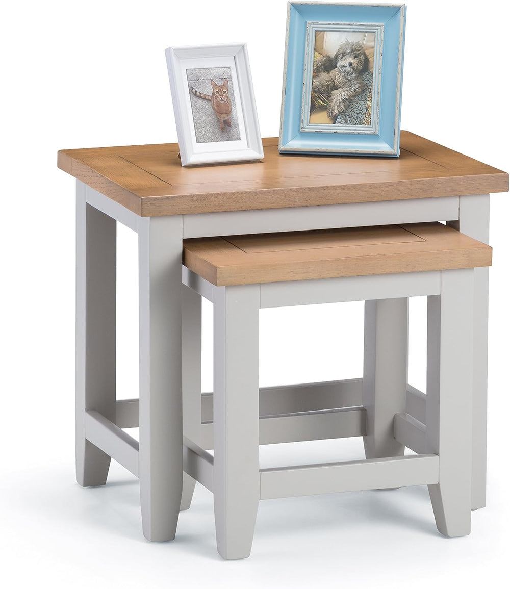Julian Bowen Nest of Tables - Grey, Oak, Small - Versatile and Stylish Set fo...