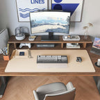 DAWNTREES Dual Sided Desk Mat,Leather Desk Pad,35.5"x17",Cork Desk Mat Protector,with PU Leather Valet Tray Organizer,Large Mouse Pad,Desk Writing Pad for Office and Home(Khaki)