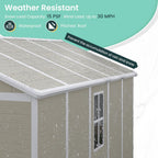 UDPATIO Outdoor Shed 7.5x10.7 FT, Plastic Storage Shed for Bike, Garbage Can, Tool, Outside Sheds & Resin Shed with Lockable Door for Backyard, Patio, Lawn, Standstone
