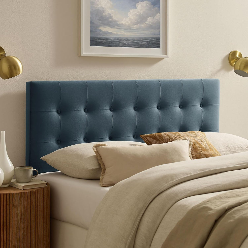Modway Emily King Size Performance Velvet Headboard in Cadet Blue - Stain-Res...