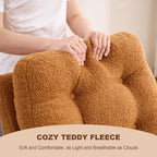 Nursery Rocking Chair,Rubber Wood Base Glider Rocking Chair with Adjustable Footrest and Side Pocket,Teddy Fleece Glider Rocker for Living Room, Bedroom (Teddy Fleece, Caramel)