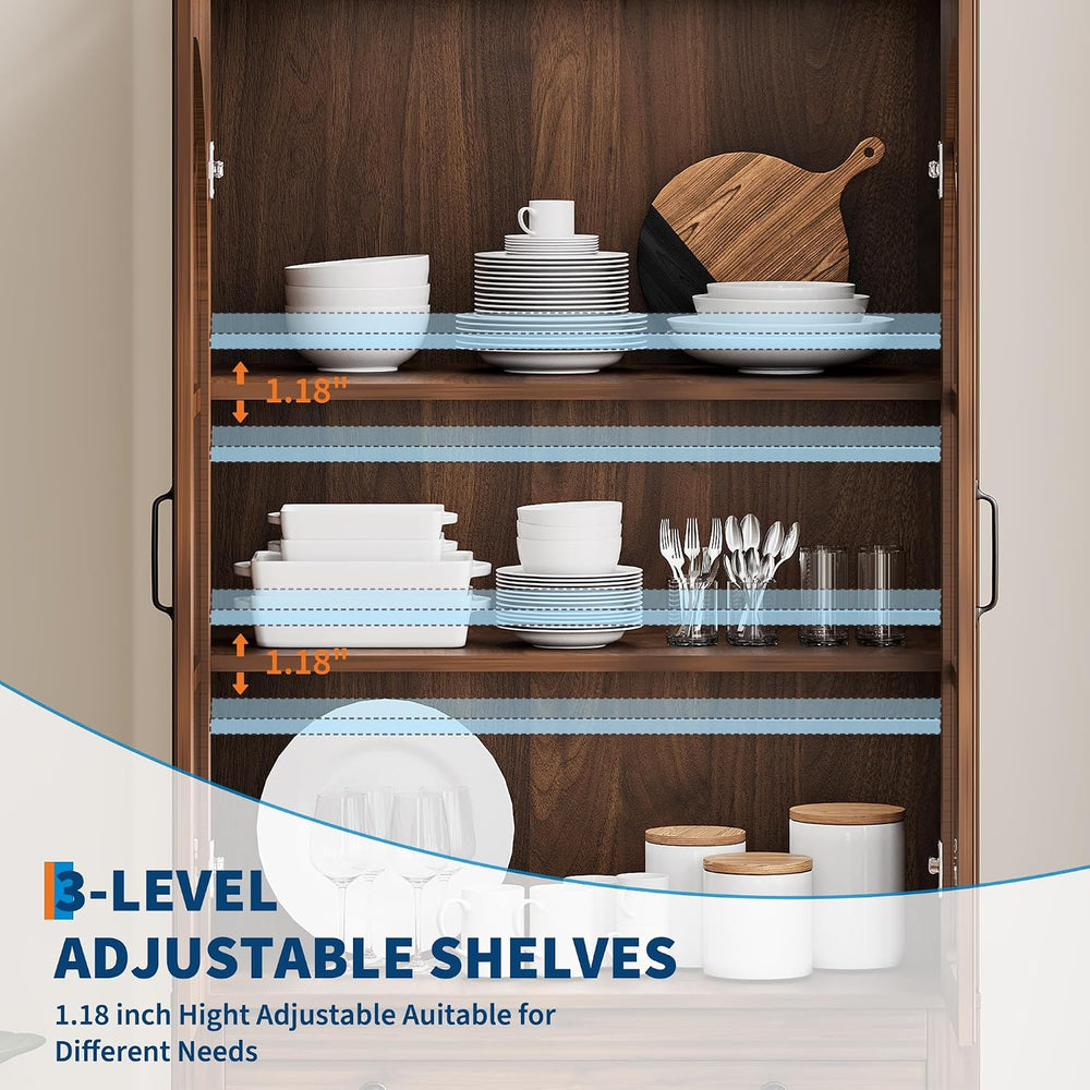 IDEALHOUSE 71.9" Tall Storage Cabinet with 30mm Thickened Board, Tempere...