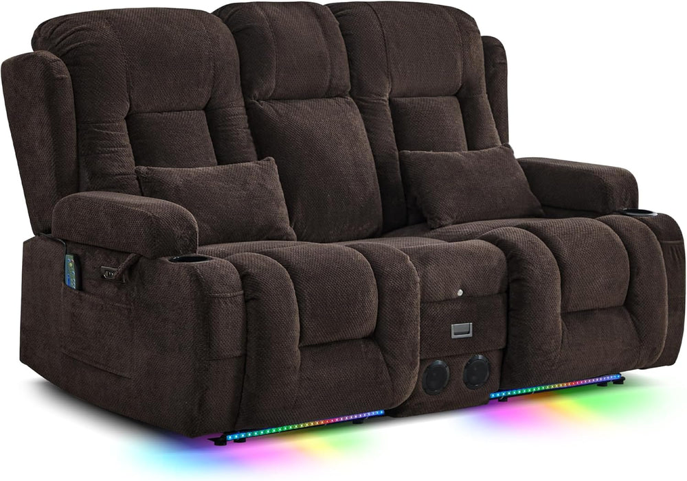 TUNYI Wall Hugger Loveseat Recliner Sofa with Console, Power Reclining Lovese...
