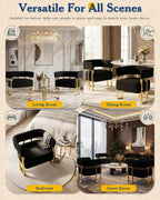 Mid Century Modern Accent Chair Set of 2, Barrel, Black Boucle, Gold Leg | AODAILIHB Upholstered Comfy Luxury Living Room Chairs, Cloud Armchair Set w/ Curved Back For Bedroom Dorm Office Lounge Decor