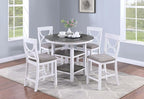 Poundex 5 Piece Counter Height Dining Set in White and Gray