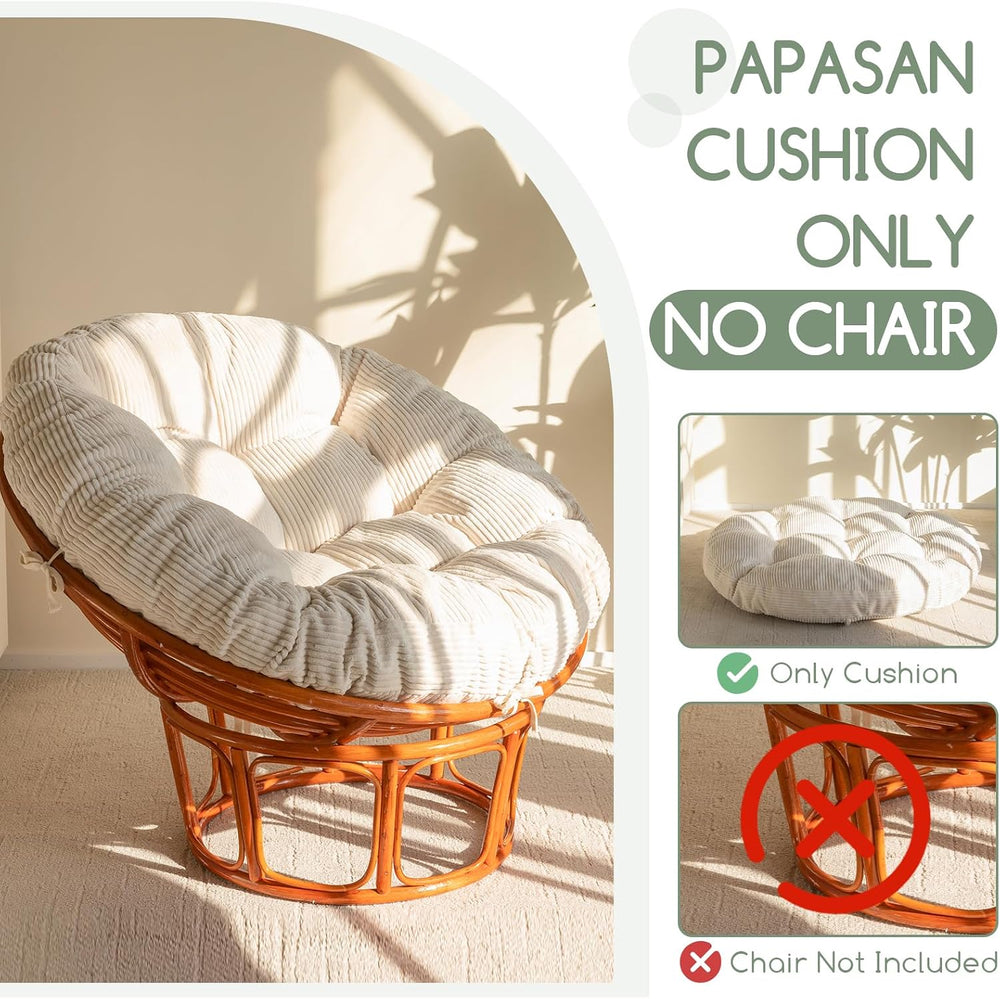 HIGOGOGO Papasan Chair Cushion with Corduroy Cover (Without Chair), 48 x 48 I...