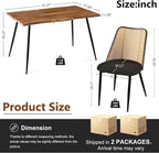 47-Inch Rectangular Dining Table Set for 4, 5 Pieces Kitchen Table Set with 4 Seater Dining Chairs Upholsetered Boucle Room Chairs Curved Rattan Backrest for Kitchen Apartment Restaurant