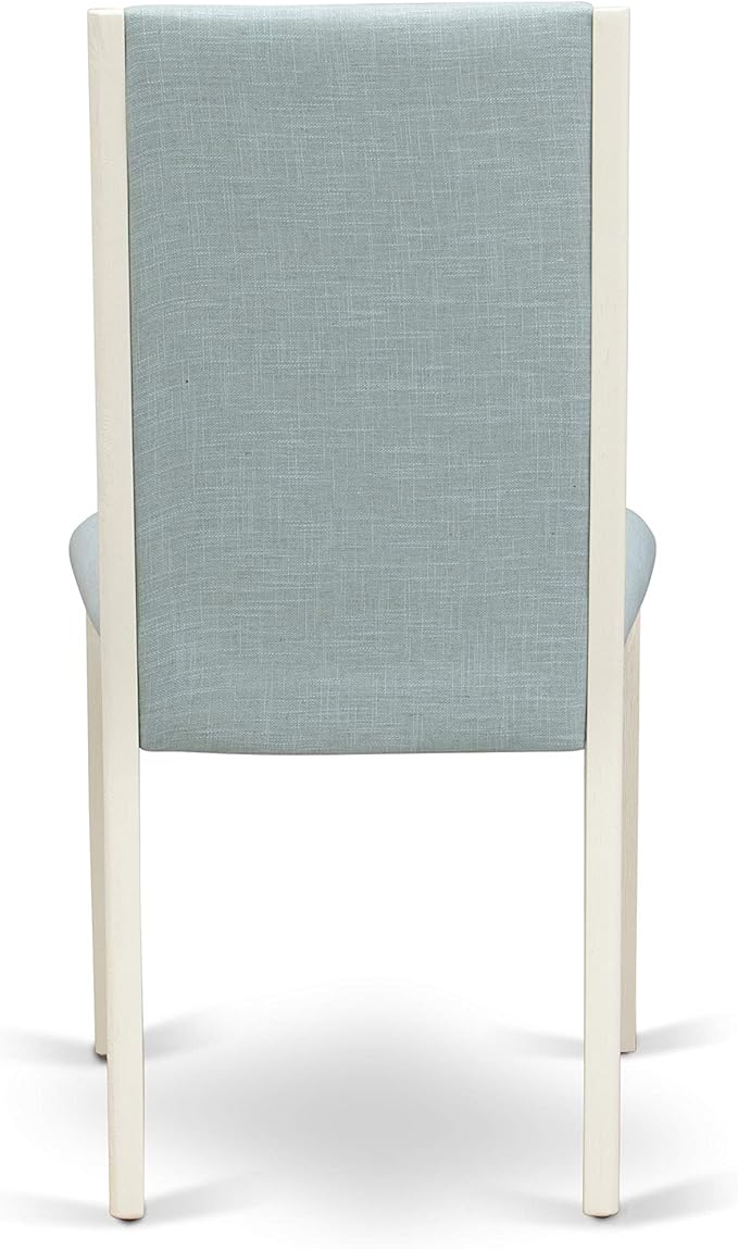 East West Furniture X077LA015-7 7 Piece Dining Room Table Set Consist of a Rectangle Kitchen Table with X-Legs and 6 Baby Blue Linen Fabric Parson Dining Chairs, 40x72 Inch, Multi-Color