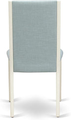 East West Furniture X077LA015-7 7 Piece Dining Room Table Set Consist of a Rectangle Kitchen Table with X-Legs and 6 Baby Blue Linen Fabric Parson Dining Chairs, 40x72 Inch, Multi-Color