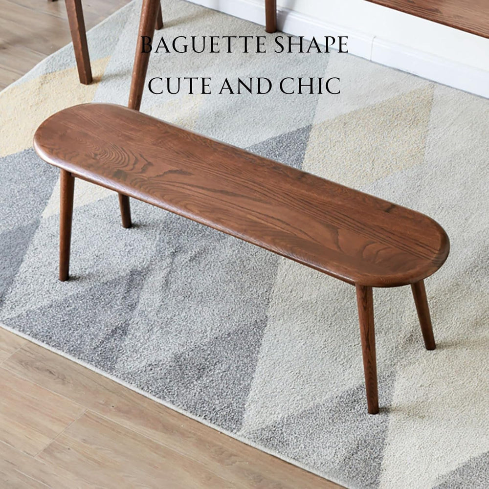 100% Solid Oak Indoor Dining Bench, Wood Bench for End of Bed with Safety Rou...
