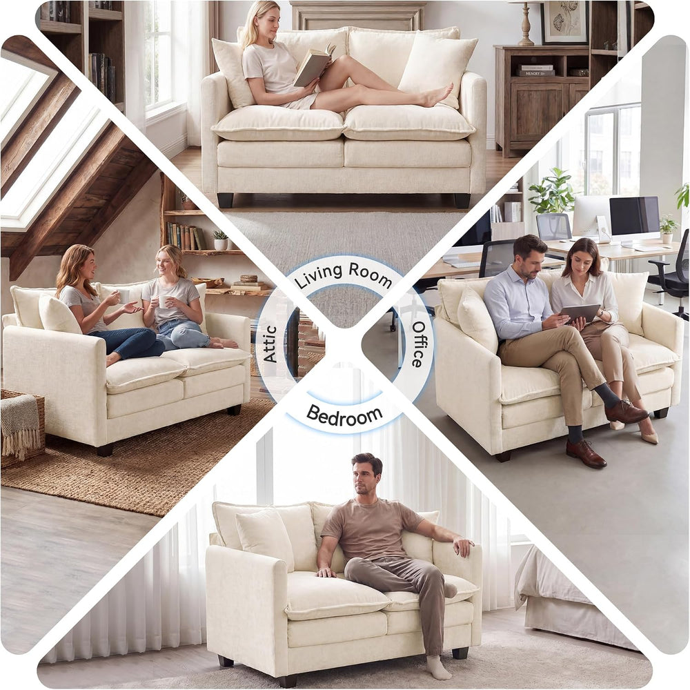 Loveseat Sofa Couch, Small Mini Compact 50" Love Seat 27" Deep Clou...