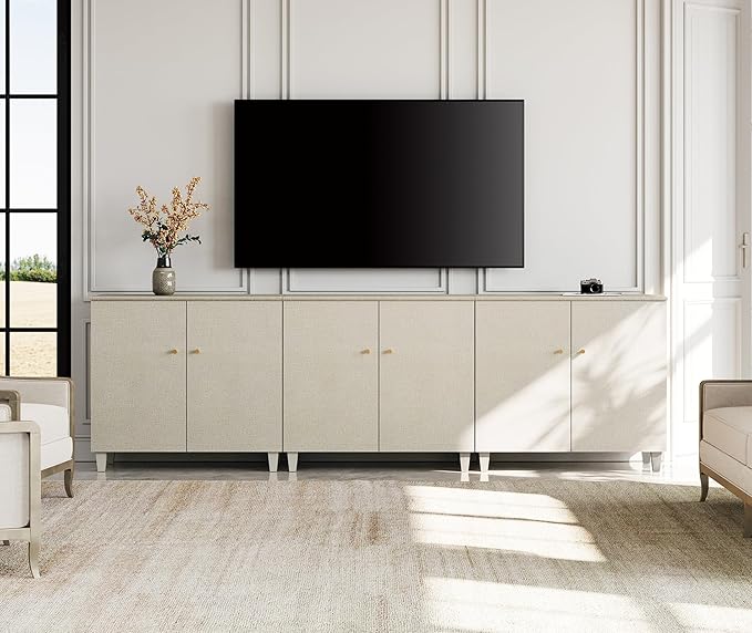 WAMPAT TV Stand Cabinets for 85+ Inches TVs, 3-in-1 Wood Entertainment Center...