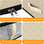 StorageRight Under Bed Storage Bins,10-Pack 40L Foldable Fabric Storage Bags with Transparent Window, Breathable Organizer for Clothes/Blanket/Comforter/Quilts,Beige