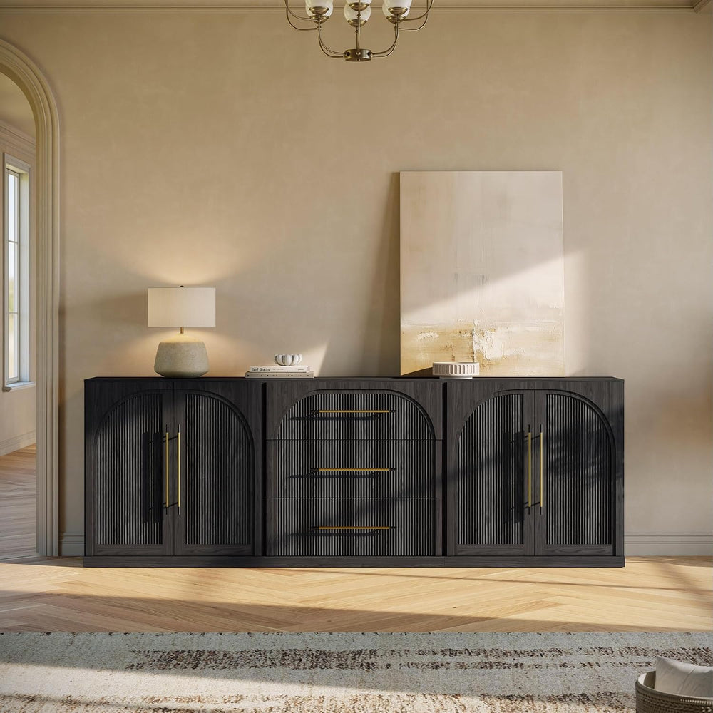 BELLEZE Jagger 3-Piece Modular Sideboard Buffet Cabinet - Ebony