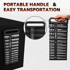 Magnetic Socket Holder Set with Handle, Portable Socket Organizer, Heavy Duty Socket Racks (Black, 1/2" Drive)