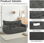 Pamapic 59" Bean Bag Chair,2 Seat Loveseat Sofa,Ultra Soft Dutch Velvet,Fluffy Comfort Washable Cover,Corduroy Lazy Sofa Bed for Adults,Fit Living Room, Bedroom,Outdoor Spaces,72h Rebound,Gray