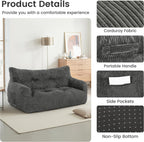 Pamapic 59 Inch 2-Seater Corduroy Bean Bag Chair,Loveseat Sofa with Ultra Soft Fluffy Cover, 72H High Resilience Foam Sofa Bed for Adults, Suitable for Living Room, Bedroom,Grey