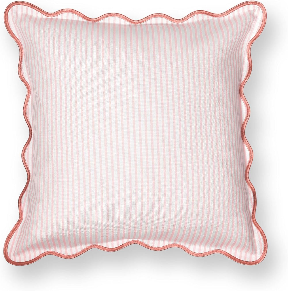Hofdeco Premium Coastal Patio Indoor Outdoor Scalloped Throw Pillow Cover Onl...