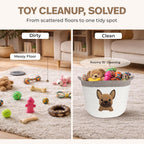 French Bulldog Dog Toy Basket, Pug and Boston Terrier, Cotton Rope Bin | Pet Toy Storage, Blanket and Leash Organizer, Soft Felt Puppy Patch, Dog Mom Gift, Living Room and Crate Side Bin, Spot Clean