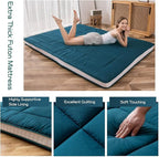 MAXYOYO Cot Mattress Floor Futon, Narrow Twin Single Bed Mattress for Adults, Foldable Roll Up Floor Bed for Kids, Bluestone Camping Cot