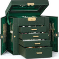 TORIBIO Jewelry Box for Women, Leather Jewelry Organizer with Mirror & Lock, 5-Tier Jewelry Storage Organizer with 4 Drawers for Girls/Women/Mothers, Necklace Earring Bracelets Holder Organizer
