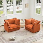 Aoowow Oversized Modular Sectional Sofa Chair Set of 2, 49” Chenille Fabric Single Armchair Comfy Deep Seat Couch Sofa with Big Toss Pillows for Living Room Apartment Office(Orange-Chenille)