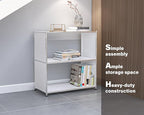 32-Inch 2-Tier Metal Bookcase, Open Shelf Storage Organizer for Living Room, Bedroom, Side Table or Nightstand Use, Modern DIY Assembly, White