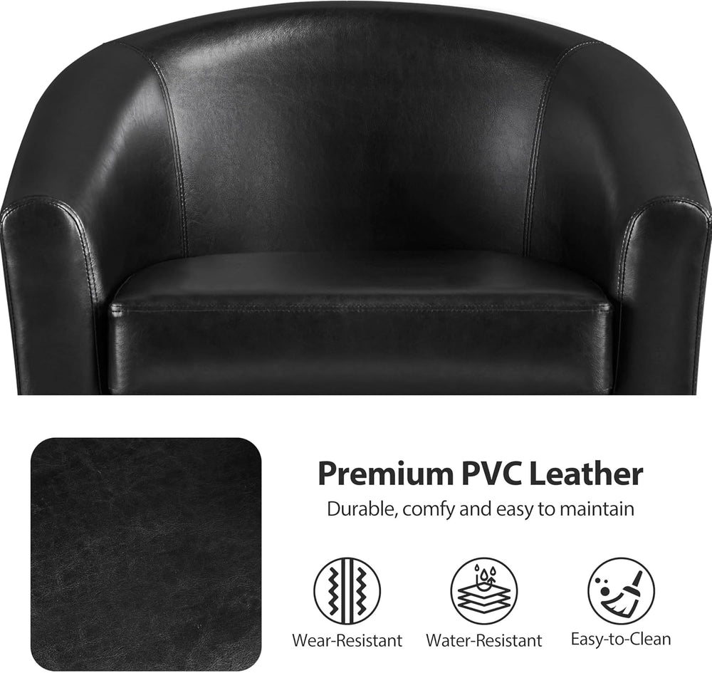 Yaheetech Barrel Chairs Set of 2, Faux Leather Club Armchairs, PU Leather Acc...
