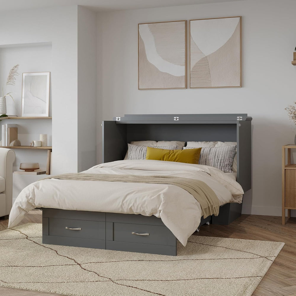 AFI, Monroe Full Murphy Bed Chest with 6" Mattress & Drawer, Grey