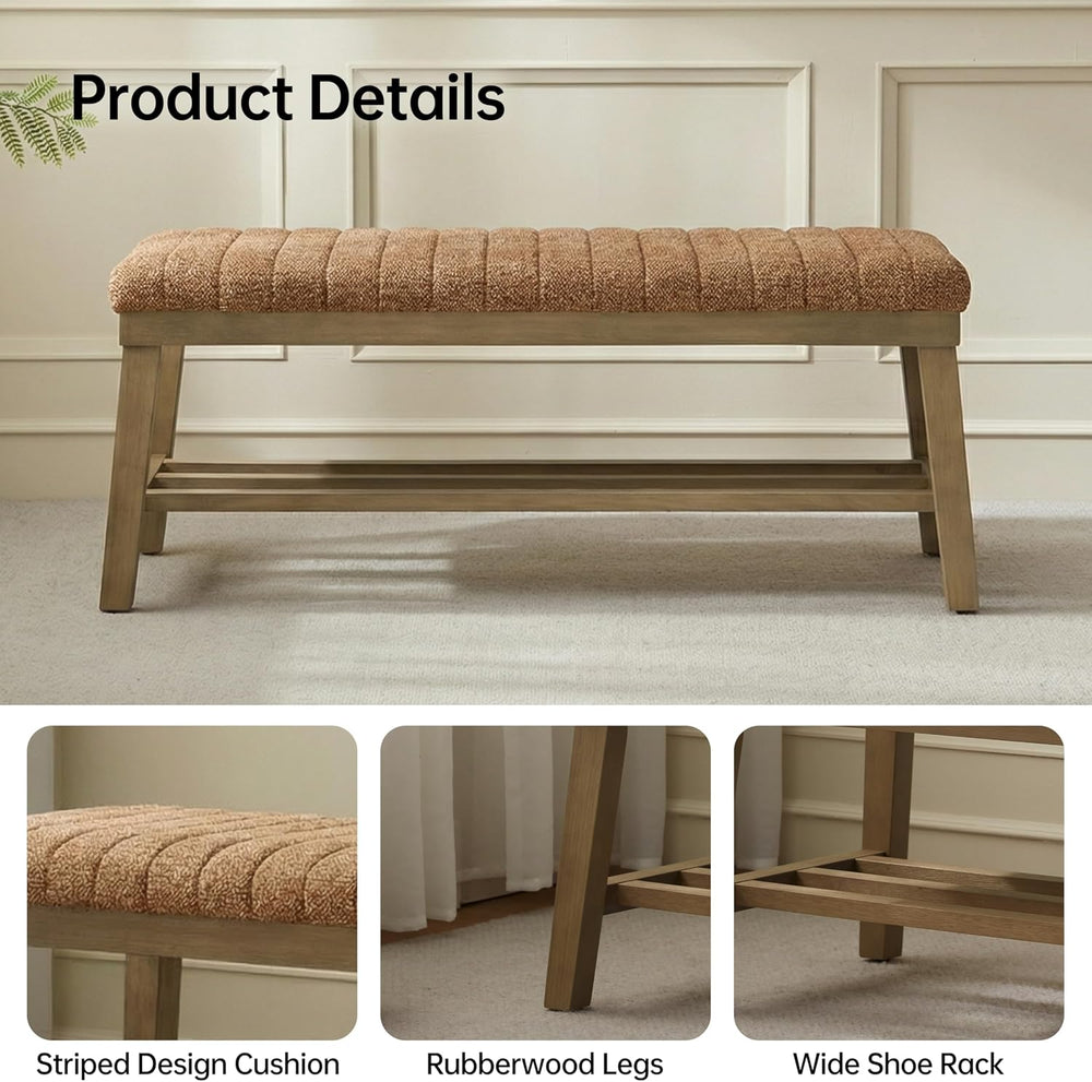 VKNOW Entryway Bench, 44.4" Upholstered Storage Shoe Bench for Entryway ...