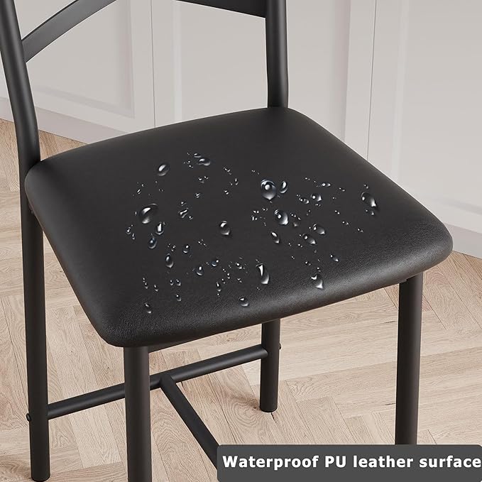 GarveeHome Bar Stools Set of 4, Counter Height Bar Chairs with Back and Thick Cushion, Upholstered Dining Chairs with Padded Seat, Barstools for Kitchen Island, Bar, Dining Room, Modern Black