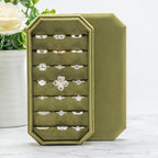 Velvet Ring Organizer Display Tray Jewelry Box Earring Holder Case for Wedding Birthday Christmas Day (Olive Green)