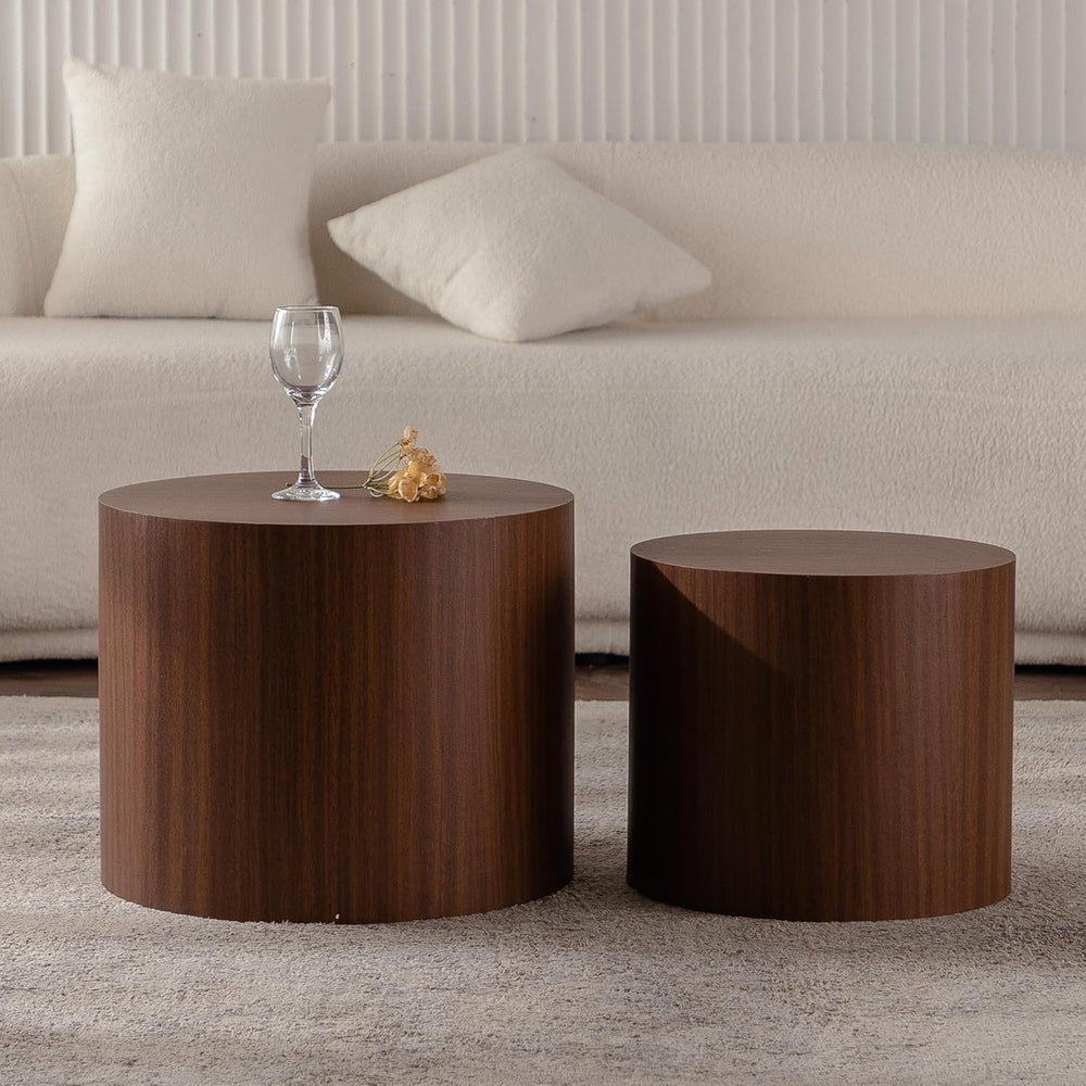 Nesting Coffee Table Set of 2, Round 18.9" Coffee Tables & 14.96&quo...