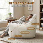 Cvortll Bean Bag Chair, Bean Bag Sofa, Faux Fur Bean Bag Chairs,with armrests and a Sturdy backrest, Suitable for Apartments, Living Rooms, bedrooms, Games, Reading (White)