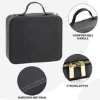 Large Capacity Ring Organizer Case for 90+ Rings & Jewelry Display | Black Cross-Grain Leather, Plush Velvet Lining, Shockproof, for Ring Collectors Jewelry Vendors Travel Home Display, Box Only