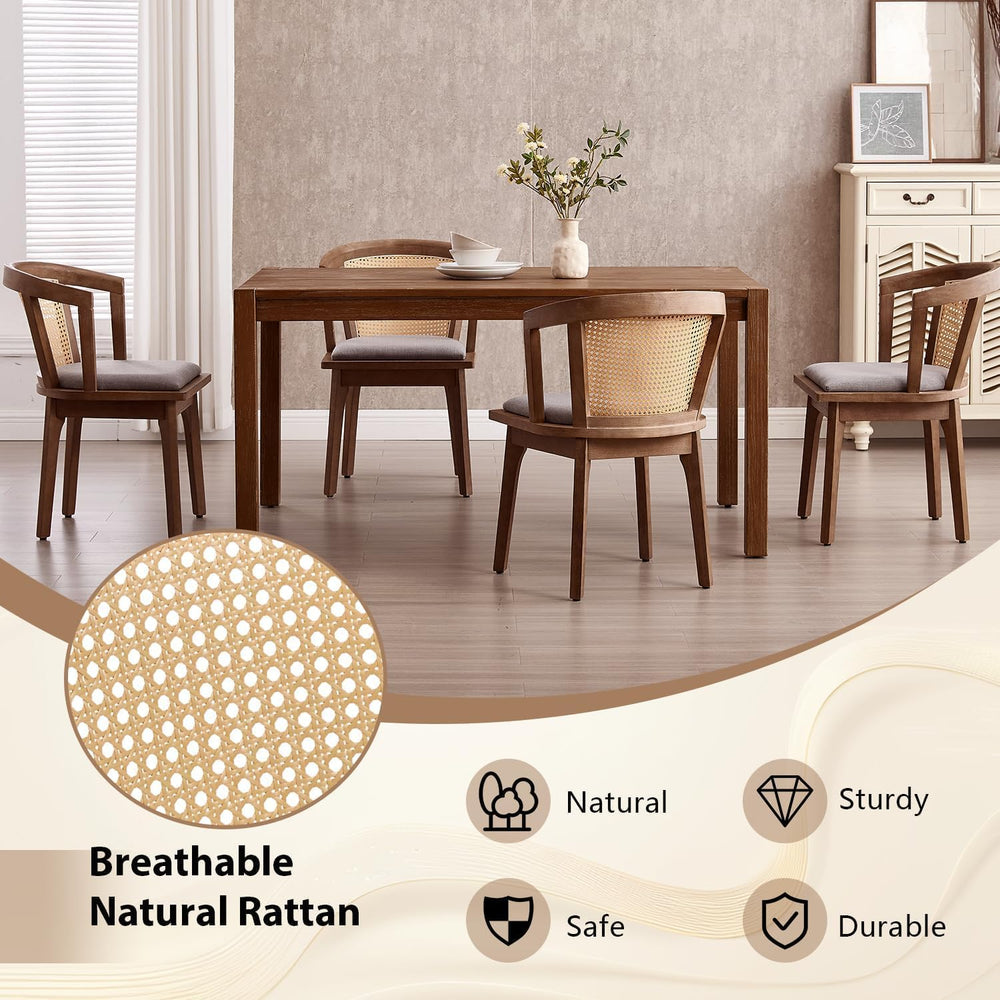 Kmax Modern Rattan Dining Chair Set of 4 Farmhouse Semi Barrel Dining Room Ch...