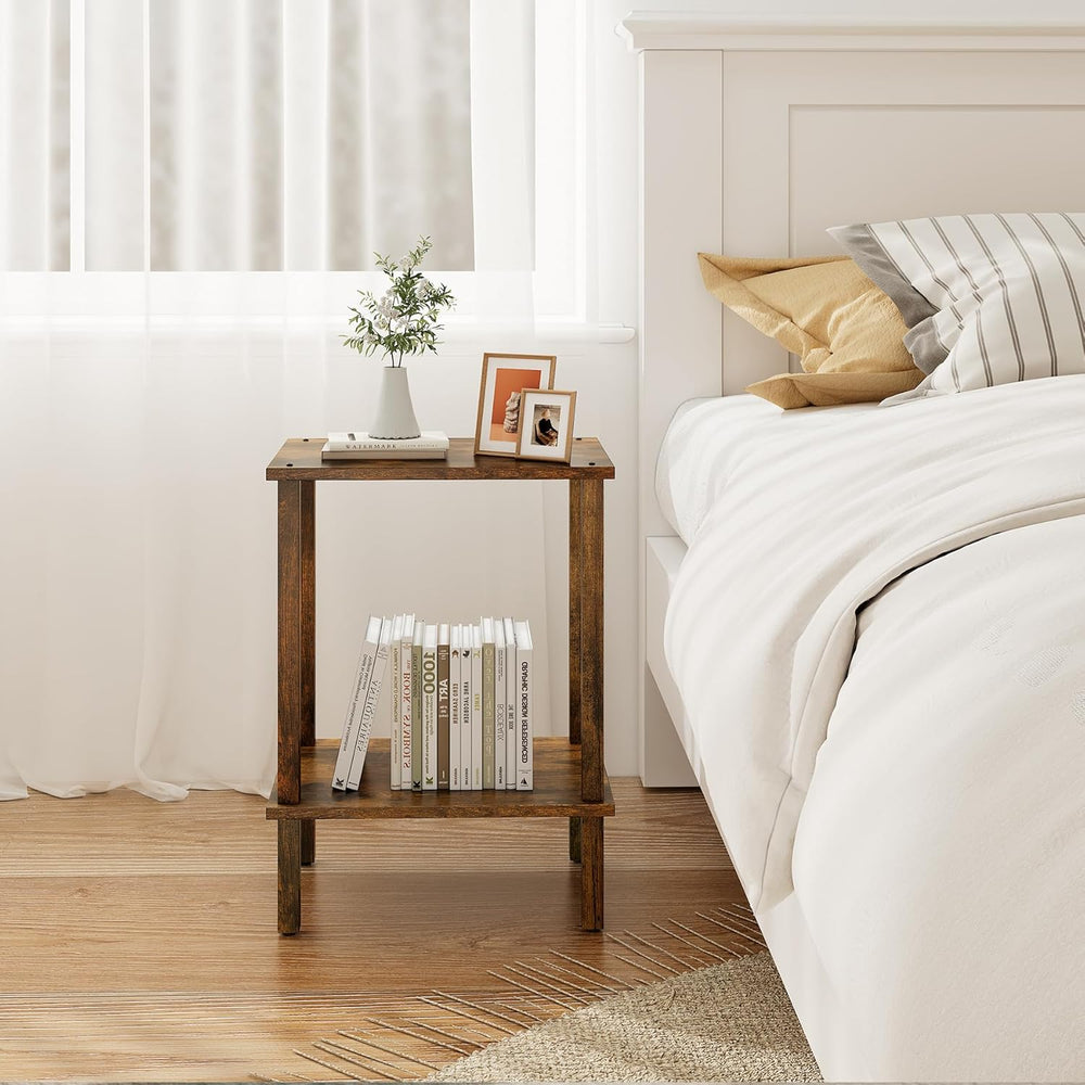 TUTOTAK End Table, Set of 2, Side Table, Nightstand, 2-Tier Storage Shelf, So...