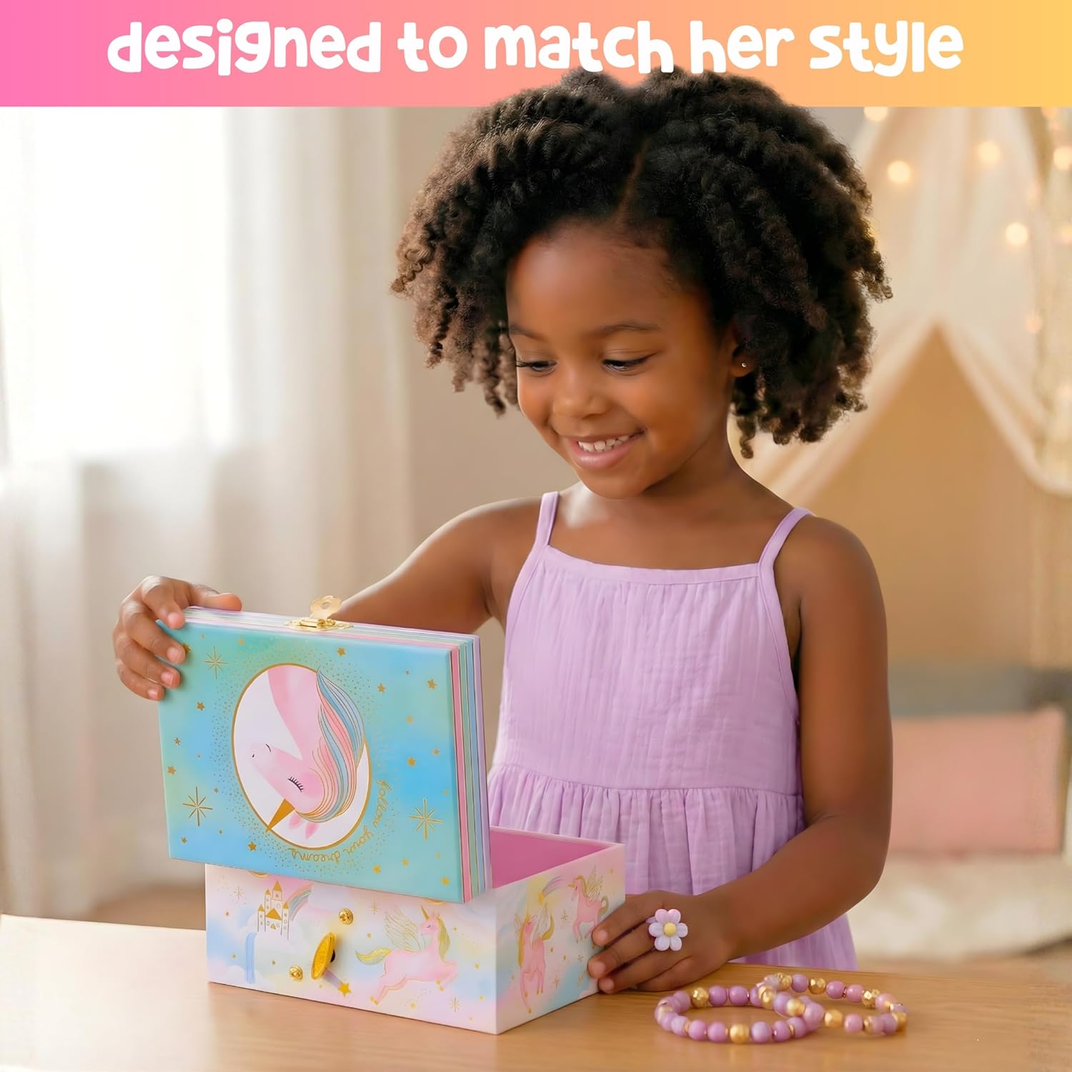 Giggle & Honey® Musical Unicorn Jewelry Box for Girls | Music Boxes for Little Girls | Toddler Jewelry Box for 4 Year Old Kids | Toys for Toddlers | Birthday Gifts for Kids 5, 6, 7, 8, 9 Years