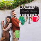 Personalized Key Holder for Wall, Custom Name Wall Mounted Black Key Hanger with Horticultural Garden Design, Key Racks Organizer for Hallway Entryway Front Door Storeroom Decor