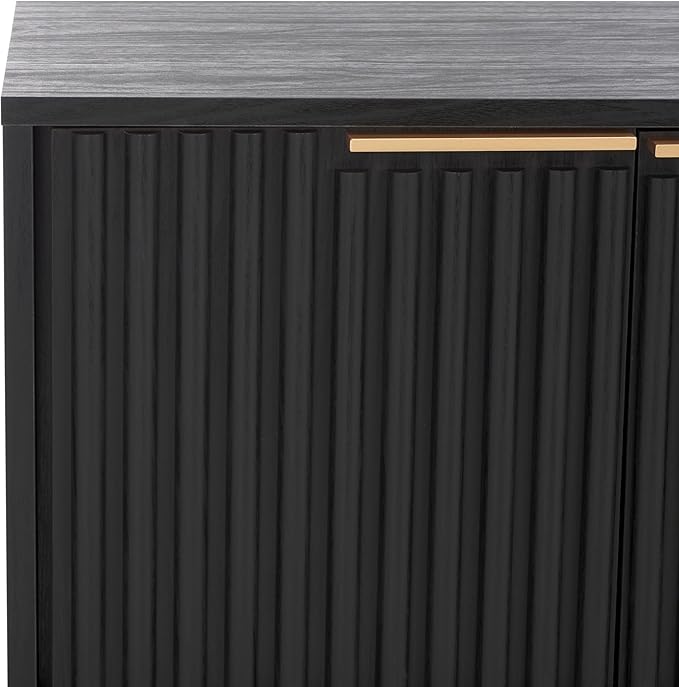 SAFAVIEH Lylia TV Stand for up to 65" Flatscreen – Black, 4 Doors with Interior Storage, Entertainment Media Console Cabinet (MED9623B)