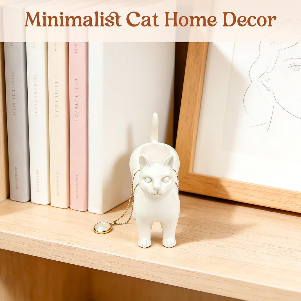 PUDDING CABIN Cat Gifts for Women Mom Siamese Ring Holder for Jewelry Rings, Earrings & Necklaces, Minimalist Home Decor, Unique Cats Gifts for Cat Lovers Birthday Mothers Day & Christmas
