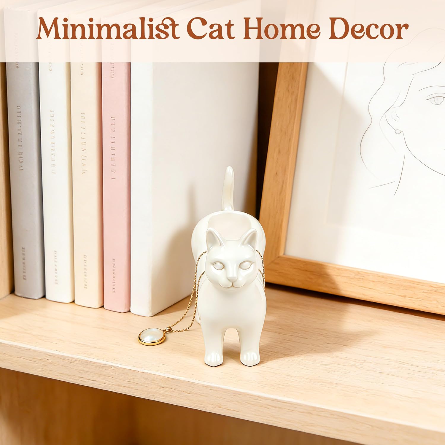 PUDDING CABIN Cat Gifts for Women Mom Siamese Ring Holder for Jewelry Rings, Earrings & Necklaces, Minimalist Home Decor, Unique Cats Gifts for Cat Lovers Birthday Mothers Day & Christmas