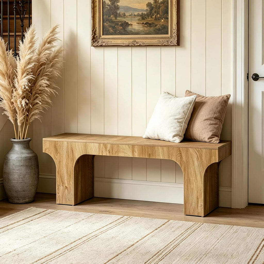 LITTLE TREE 63" Wooden Bench, End of Bed Bench, Long Hallway Bench, Farmhouse Entryway Bench for Hallway, Living Room, Kitchen