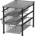 Simple Houseware 3-Tier Stackable Sliding Basket Storage Organizer Drawer for Bathroom and Kitchen, Black