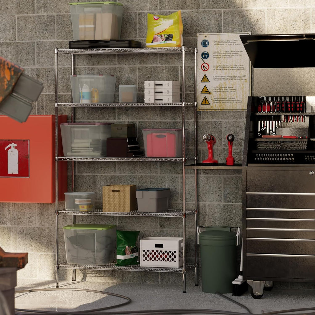 18" Deep x 48" Wide x 86" Height Wire Shelving Kit | 5-Tier | NSF Commercial Storage Rack Unit