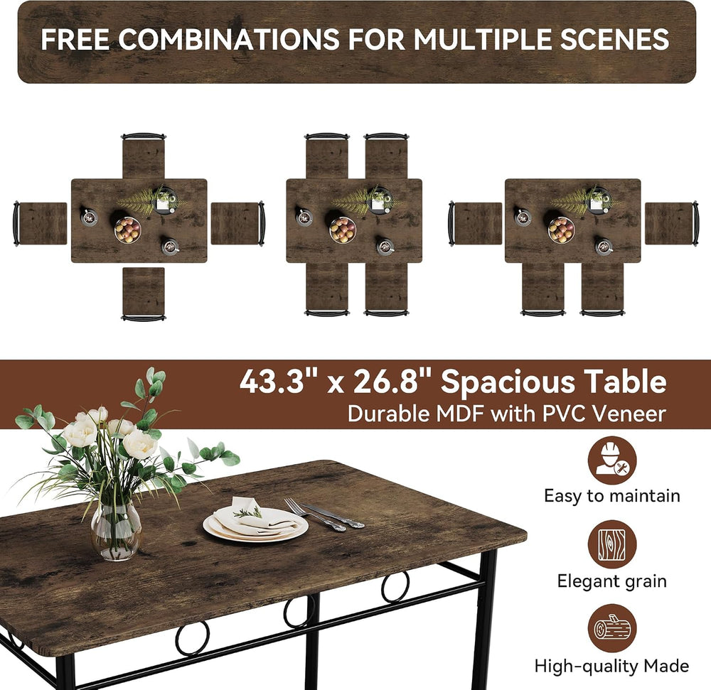 Vipbear Kitchen Dining Table Set for 4, 5-Piece Kitchen Table Set,Dining Room...